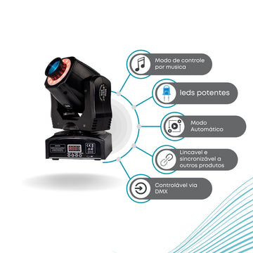 Moving Head Spot Led RGB 60w Globo + Disco De Cor Dmx Dj